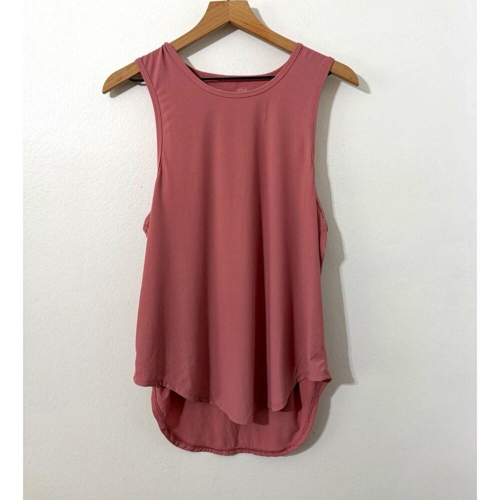 Zyia Active Women’s Pink Ribbed Scoop Neck Wide Strap Tank Top Sz L